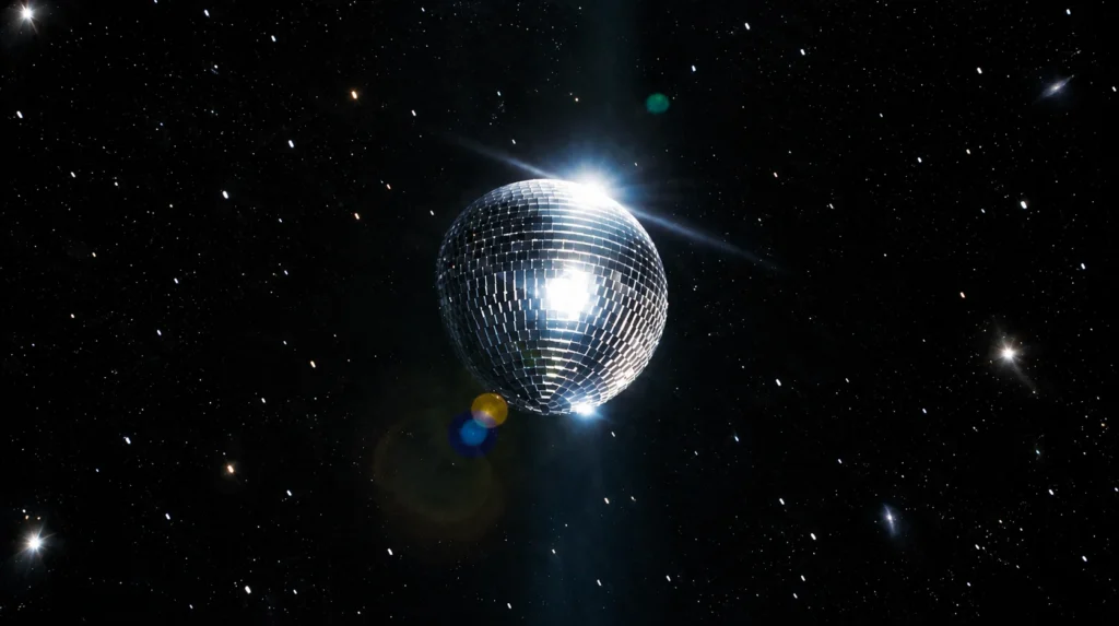 Deha Bilimlier AI Concert Film: disco ball alone in space