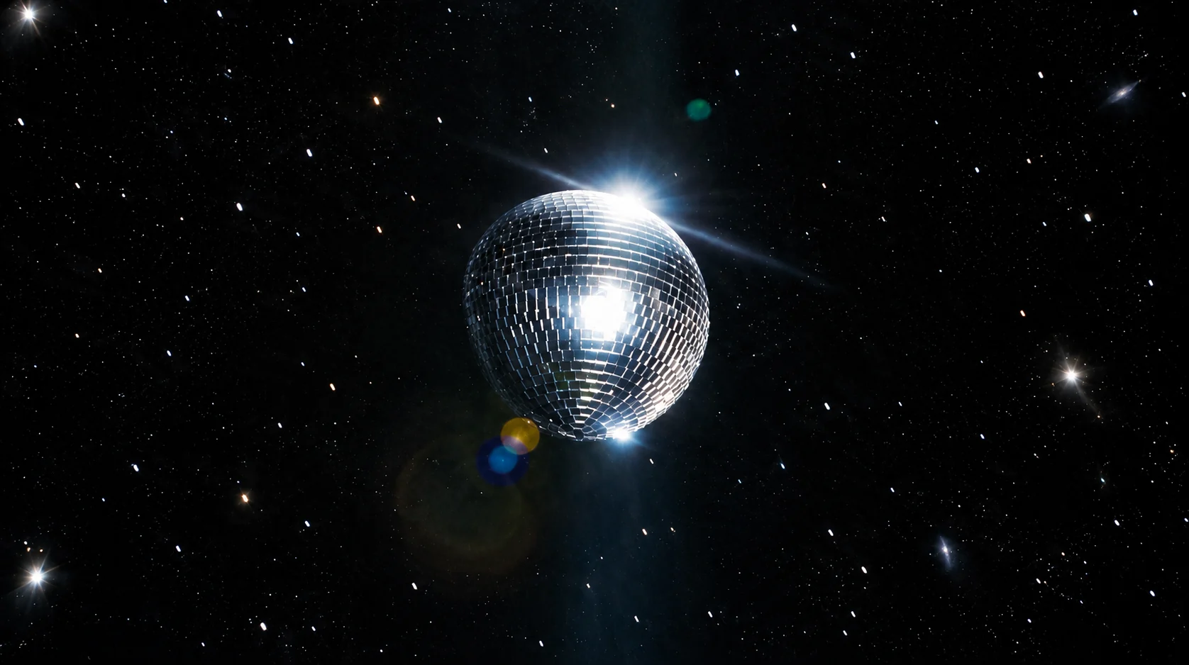 Deha Bilimlier AI Concert Film: disco ball alone in space