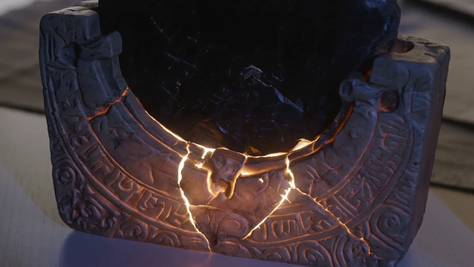 Zarafel AI visual effects: The stone cracks open